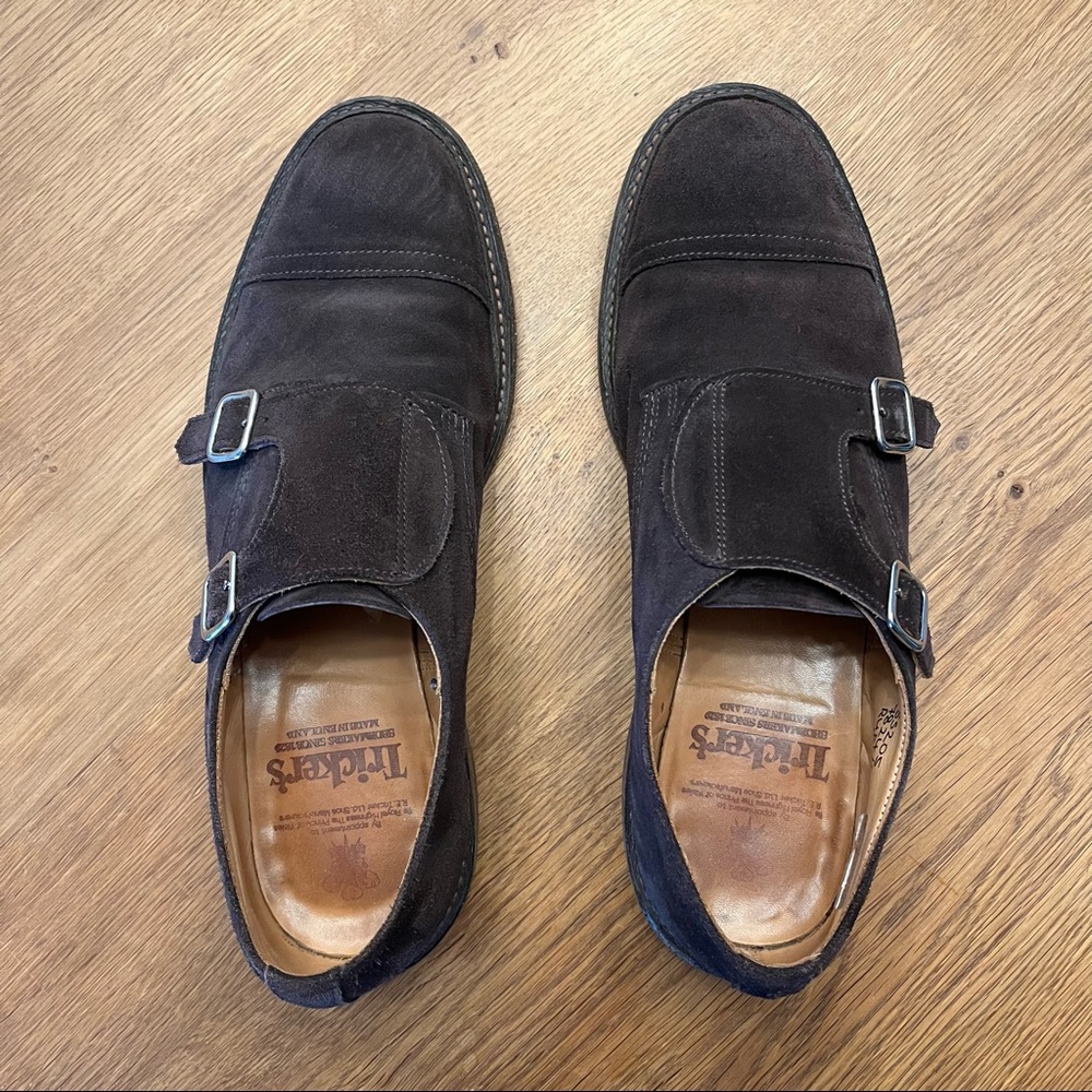 Trickers RUFUS Brown Suede Double Monk UK 9.5 Fit A - US 10.